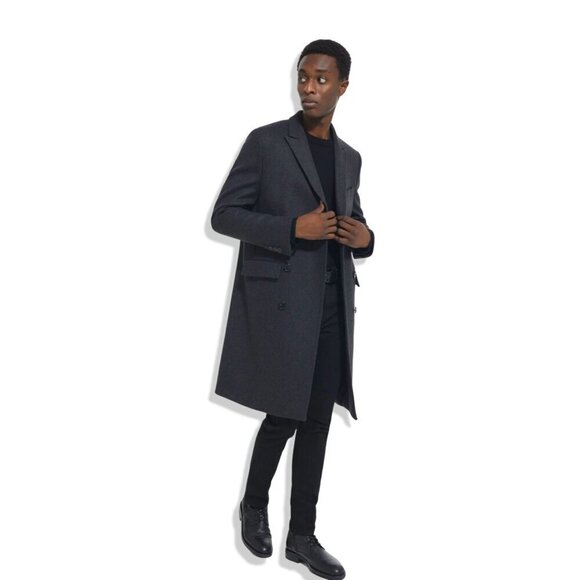 The Kooples Men’s Gray‎ Double-Breasted Wool Blend Overcoat Size FR 46/US 36 - Picture 1 of 16